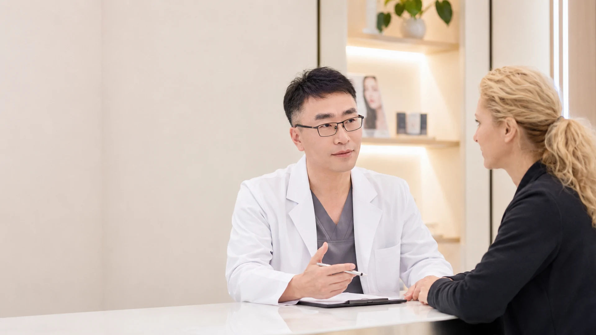 Dr. Xiao consulting with an international patient in Shanghai